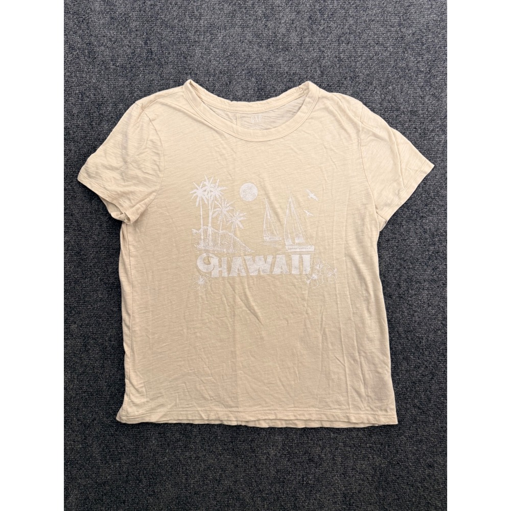 Gap Hawaii Graphic Tshirt Womens Large Beige ForeverSoft Short Sleeve Tee